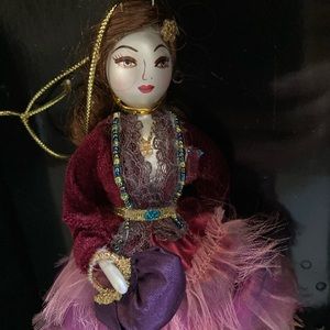 LADIES WITH ELEGANCE Glass Ornament of Fashionable Lady in Pink Tulle Skirt